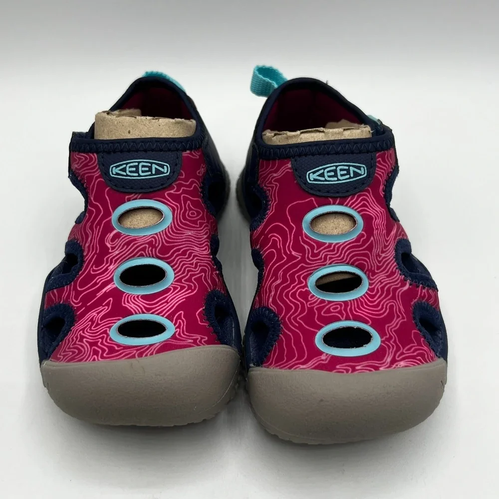 KEEN Kids Stingray Blue Depths Festival Fuchsia Waterproof Sandals Size 8‎